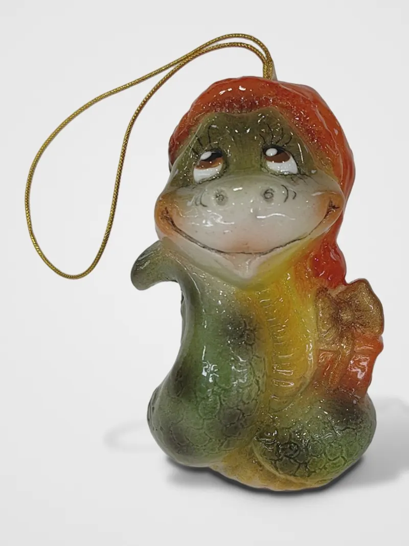 Ёлочная игрушка «Змея в красном колпаке»