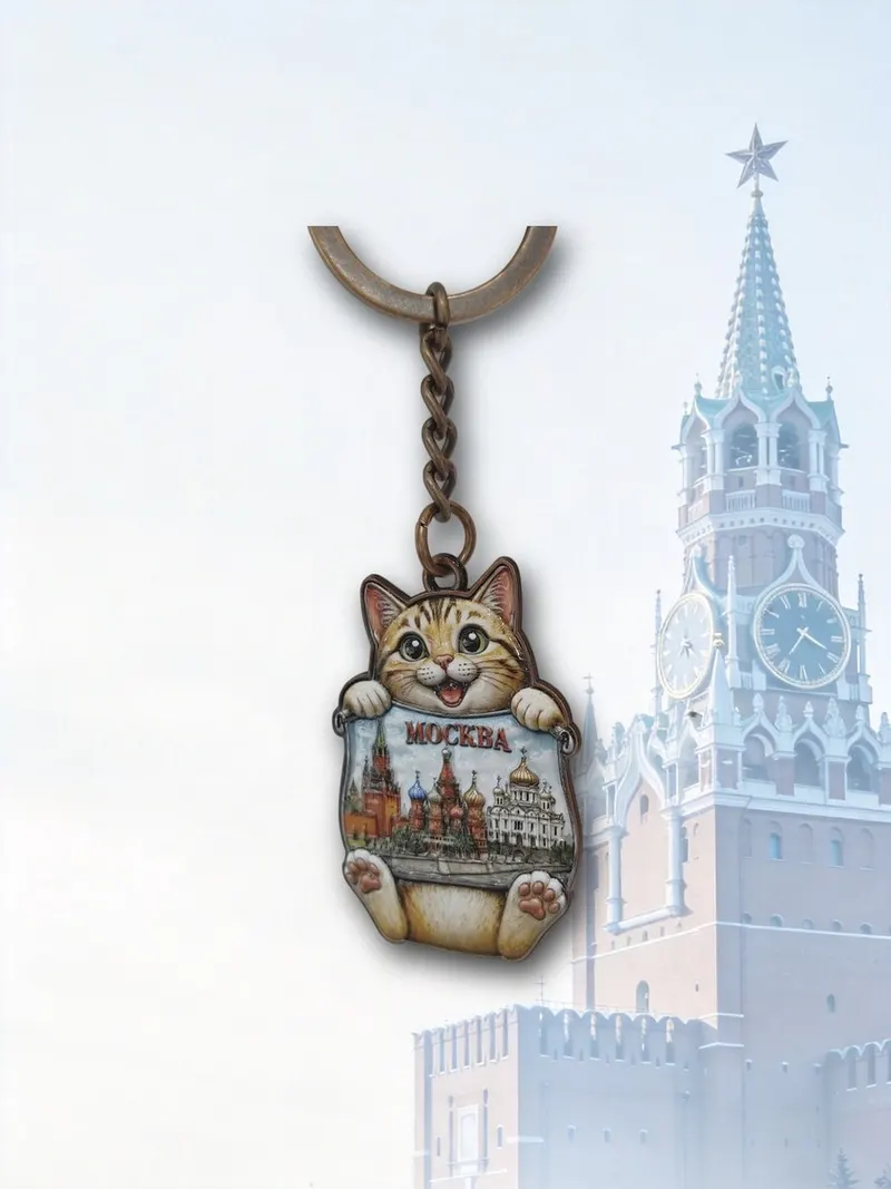 Брелок «Кот с видом Москвы»