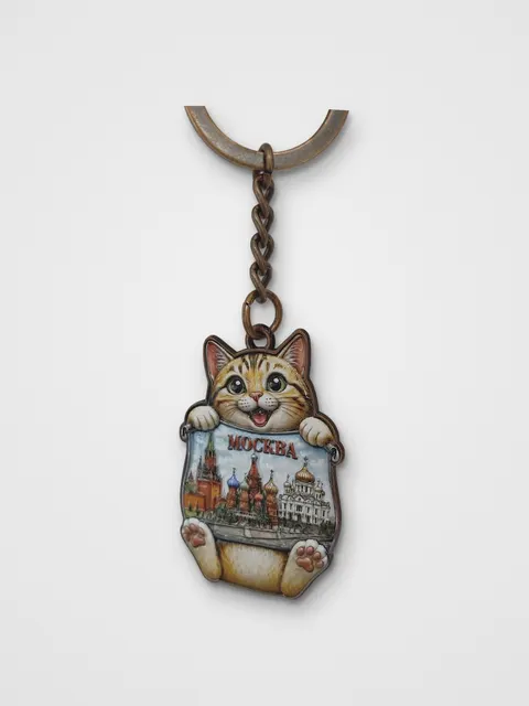 Брелок «Кот с видом Москвы»