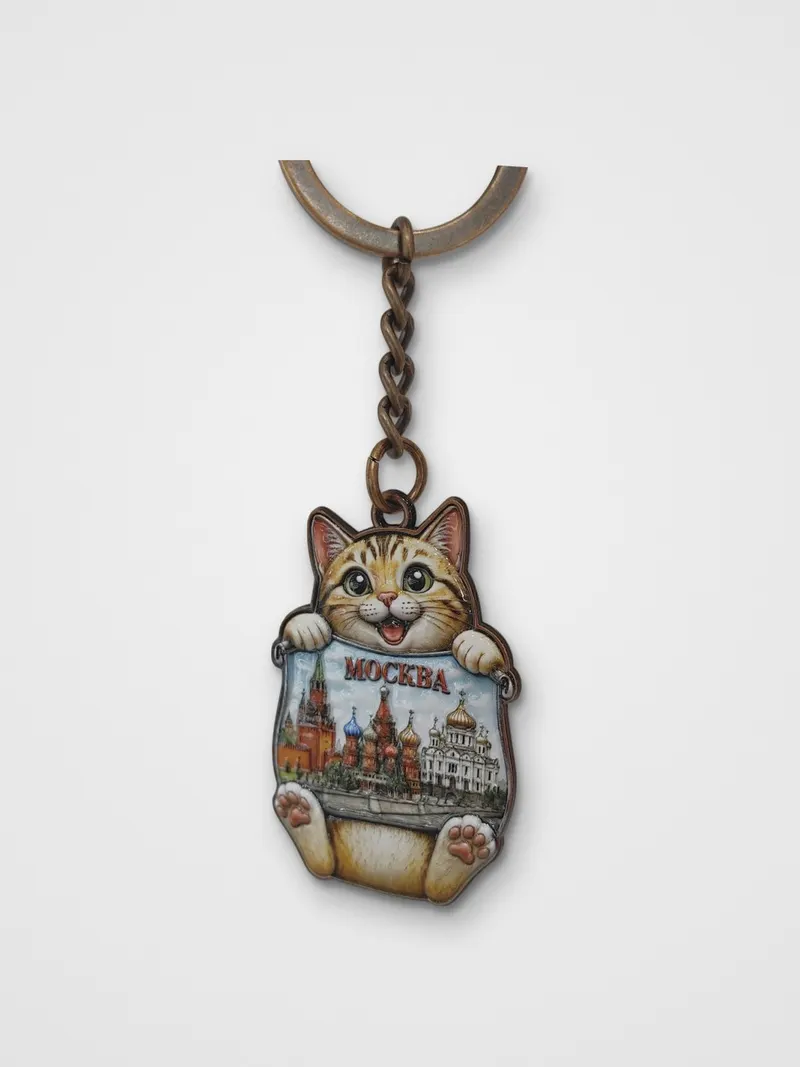 Брелок «Кот с видом Москвы»