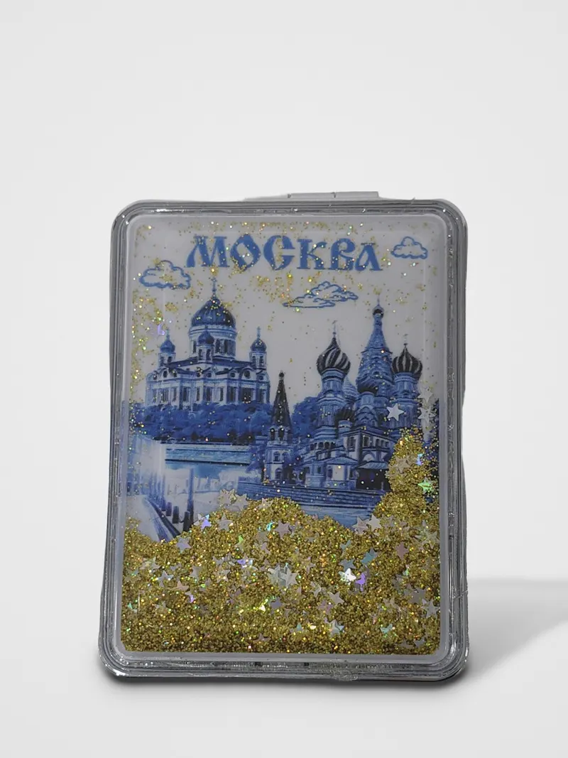 Карманное зеркало «Москва», прямоугольное, с блёстками